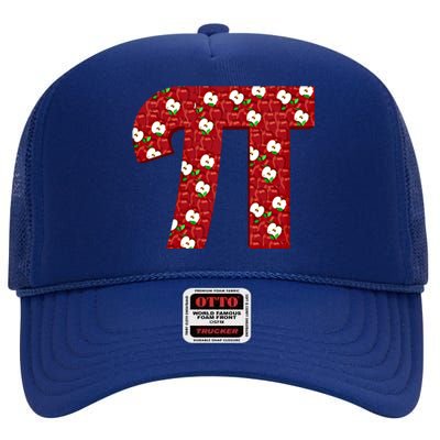 Apple Pie Funny Brainy Pi Day Mathematics Geeky Fruit Pun Gift High Crown Mesh Back Trucker Hat