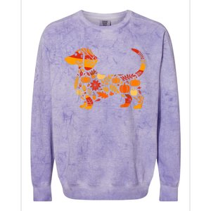 Autumn Pumpkin Fall Dachshund Thanksgiving Gift Colorblast Crewneck Sweatshirt