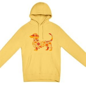 Autumn Pumpkin Fall Dachshund Thanksgiving Gift Premium Pullover Hoodie