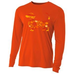 Autumn Pumpkin Fall Dachshund Thanksgiving Gift Cooling Performance Long Sleeve Crew