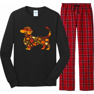 Autumn Pumpkin Fall Dachshund Thanksgiving Gift Long Sleeve Pajama Set