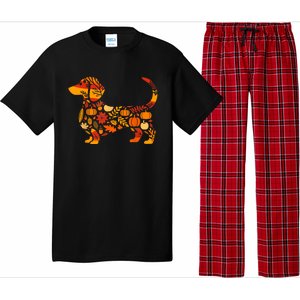 Autumn Pumpkin Fall Dachshund Thanksgiving Gift Pajama Set