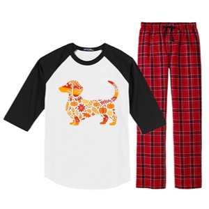 Autumn Pumpkin Fall Dachshund Thanksgiving Gift Raglan Sleeve Pajama Set