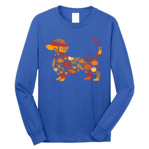 Autumn Pumpkin Fall Dachshund Thanksgiving Gift Long Sleeve Shirt