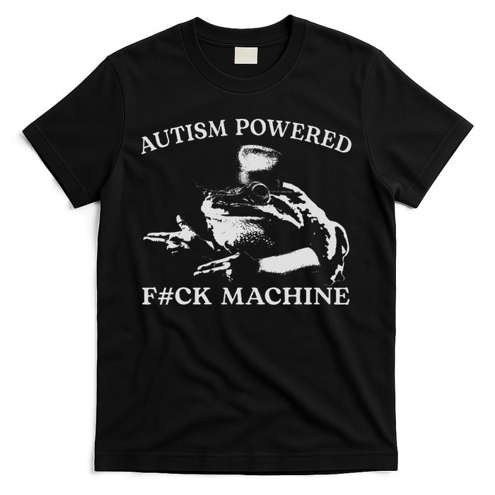 Autism Powered Fck Machine Funny Meme Frog Autistic Retro T-Shirt