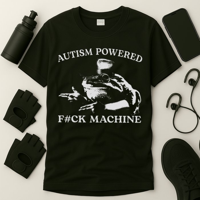 Autism Powered Fck Machine Funny Meme Frog Autistic Retro T-Shirt