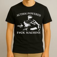 Autism Powered Fck Machine Funny Meme Frog Autistic Retro T-Shirt