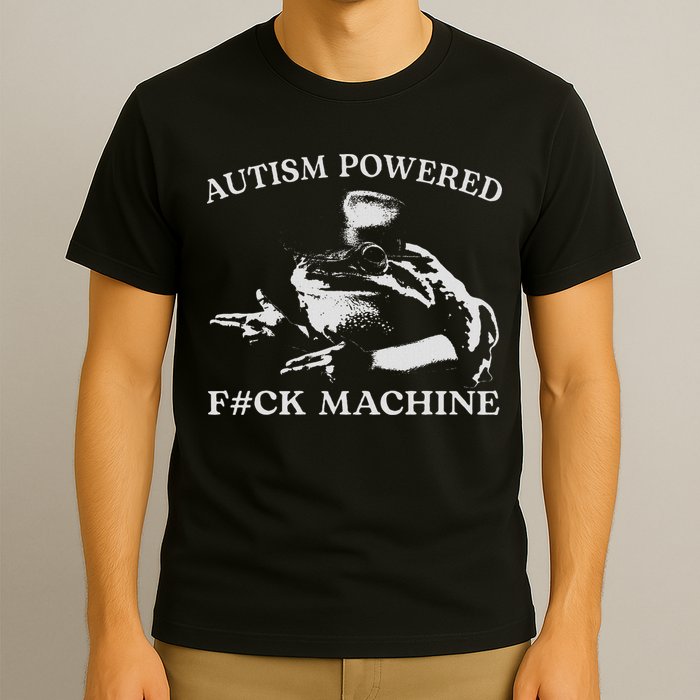 Autism Powered Fck Machine Funny Meme Frog Autistic Retro T-Shirt