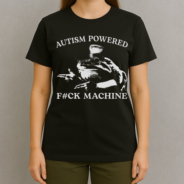 Autism Powered Fck Machine Funny Meme Frog Autistic Retro T-Shirt