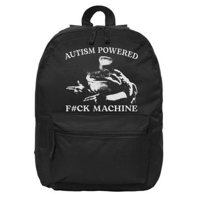 Autism Powered Fck Machine Funny Meme Frog Autistic Retro 16 in Basic Backpack