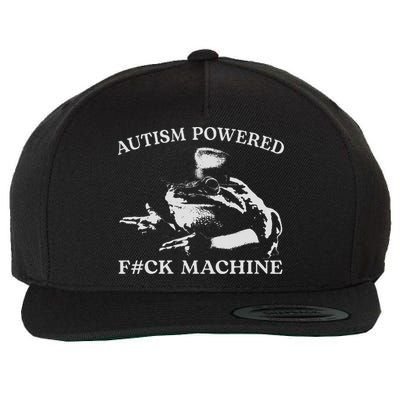 Autism Powered Fck Machine Funny Meme Frog Autistic Retro Wool Snapback Cap