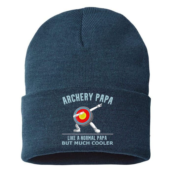 Archery Papa Funny Gift Idea For Archers Compound Bow Sustainable Knit Beanie