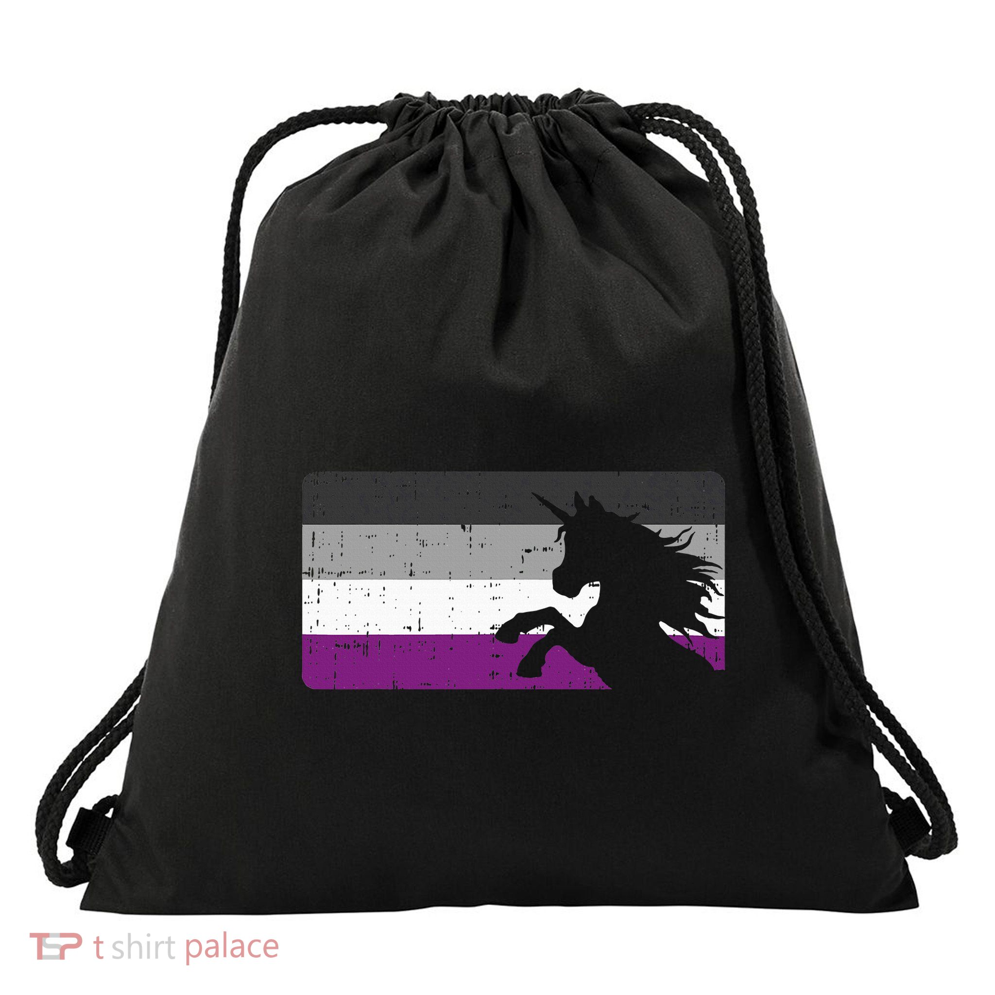 Asexual Pride Flag Unicorn Majestic Animal Ace Lgbtq Drawstring Bag