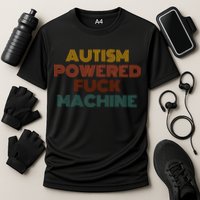 Autism Powered Fck Machine Funny Retro Vintage Performance Shirt