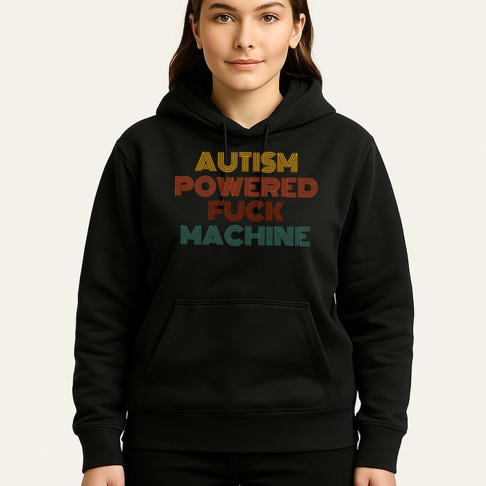 Autism Powered Fck Machine Funny Retro Vintage Hoodie