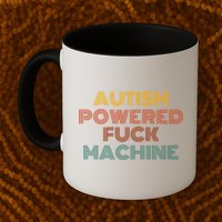 Autism Powered Fck Machine Funny Retro Vintage Mug
