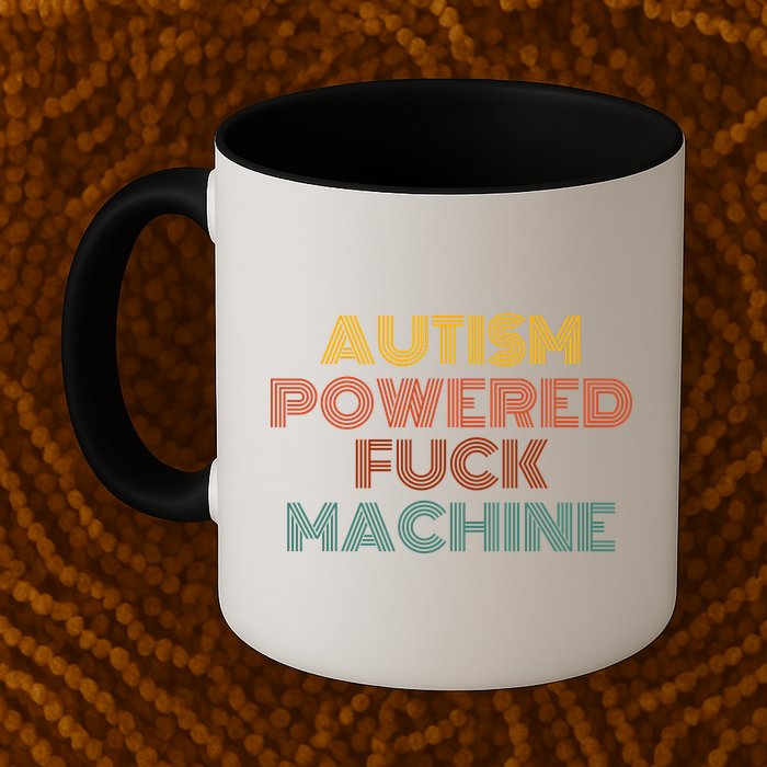 Autism Powered Fck Machine Funny Retro Vintage Mug