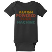 Autism Powered Fck Machine Funny Retro Vintage Baby Bodysuit