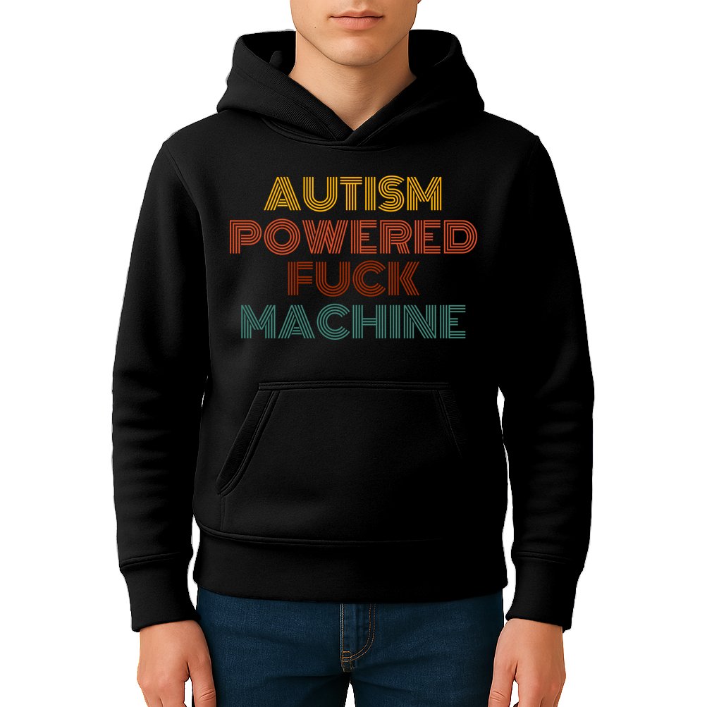 Autism Powered Fck Machine Funny Retro Vintage Kids Hoodie