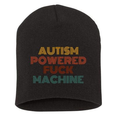 Autism Powered Fck Machine Funny Retro Vintage Short Acrylic Beanie