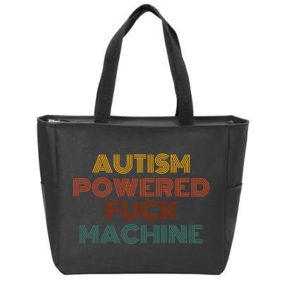 Autism Powered Fck Machine Funny Retro Vintage Zip Tote Bag