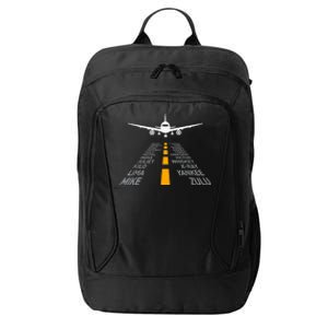 Airplane Pilot Gifts Airport Runway Phonetic Alphabet Plane City Backpack