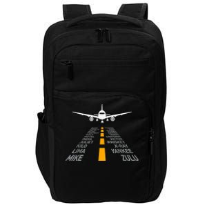 Airplane Pilot Gifts Airport Runway Phonetic Alphabet Plane Impact Tech Backpack