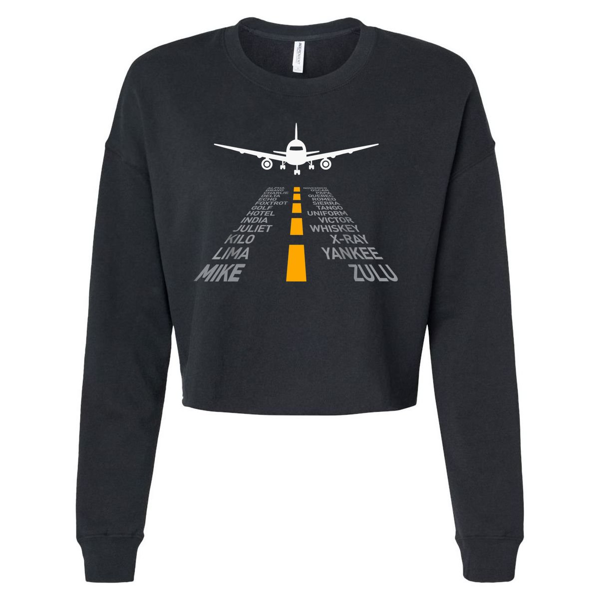 Airplane Pilot Gifts Airport Runway Phonetic Alphabet Plane Cropped Pullover Crew