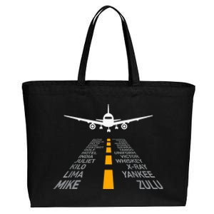 Airplane Pilot Gifts Airport Runway Phonetic Alphabet Plane Cotton Canvas Jumbo Tote