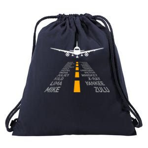 Airplane Pilot Gifts Airport Runway Phonetic Alphabet Plane Drawstring Bag