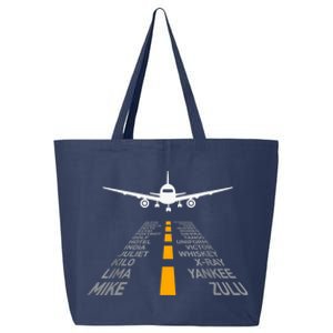 Airplane Pilot Gifts Airport Runway Phonetic Alphabet Plane 25L Jumbo Tote