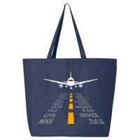 Airplane Pilot Gifts Airport Runway Phonetic Alphabet Plane 25L Jumbo Tote