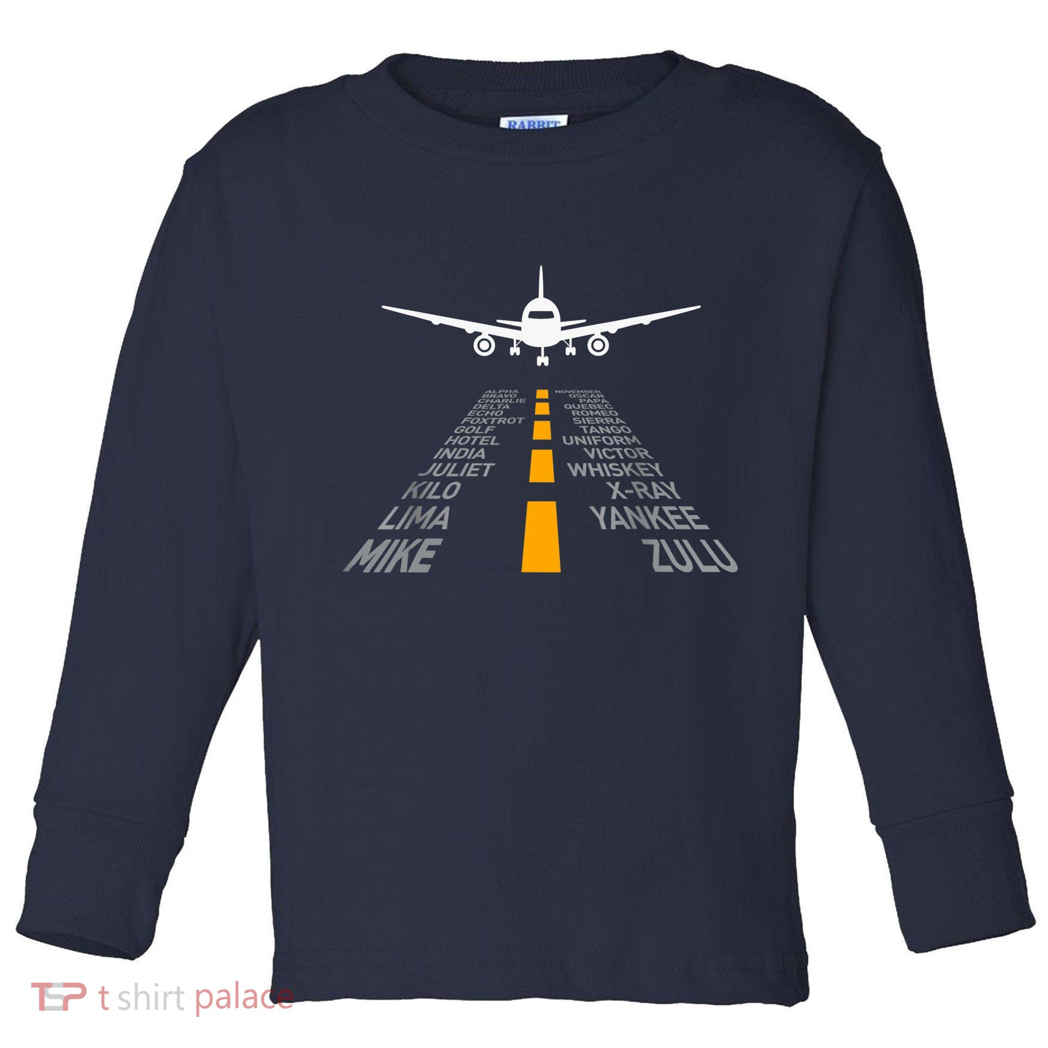 Airplane Pilot Gifts Airport Runway Phonetic Alphabet Plane Toddler Long Sleeve Shirt