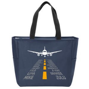 Airplane Pilot Gifts Airport Runway Phonetic Alphabet Plane Zip Tote Bag