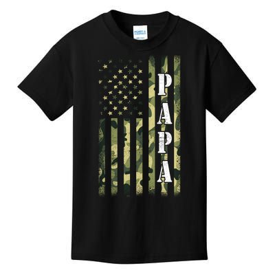 Army Papa Gift Proud Army Grandpa USA Flag Kids T-Shirt