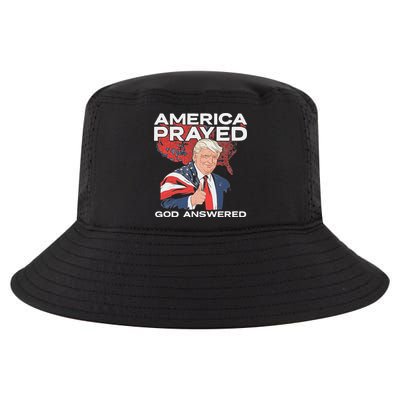 America Prayed God Answered Trump Cool Comfort Performance Bucket Hat