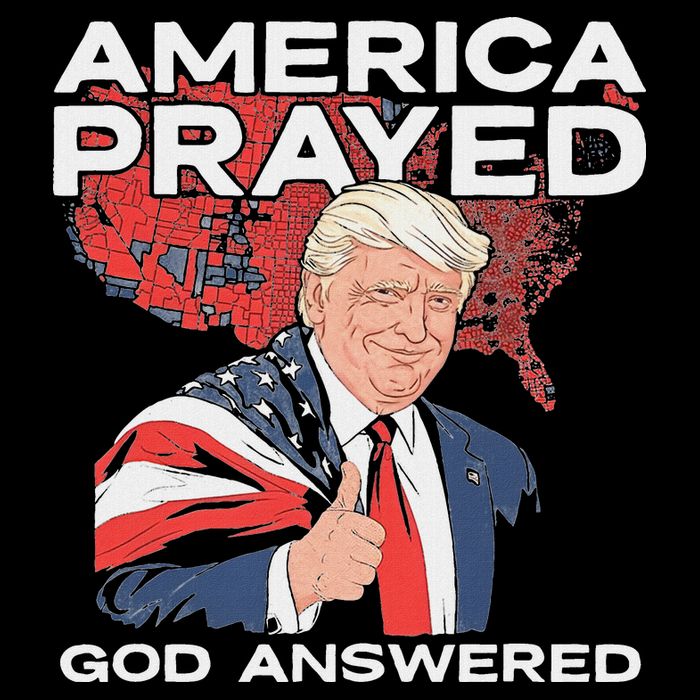 America Prayed God Answered Trump Drawstring Bag