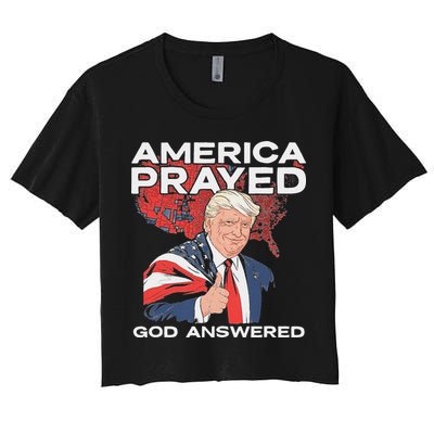 America Prayed God Answered Trump Crop Top