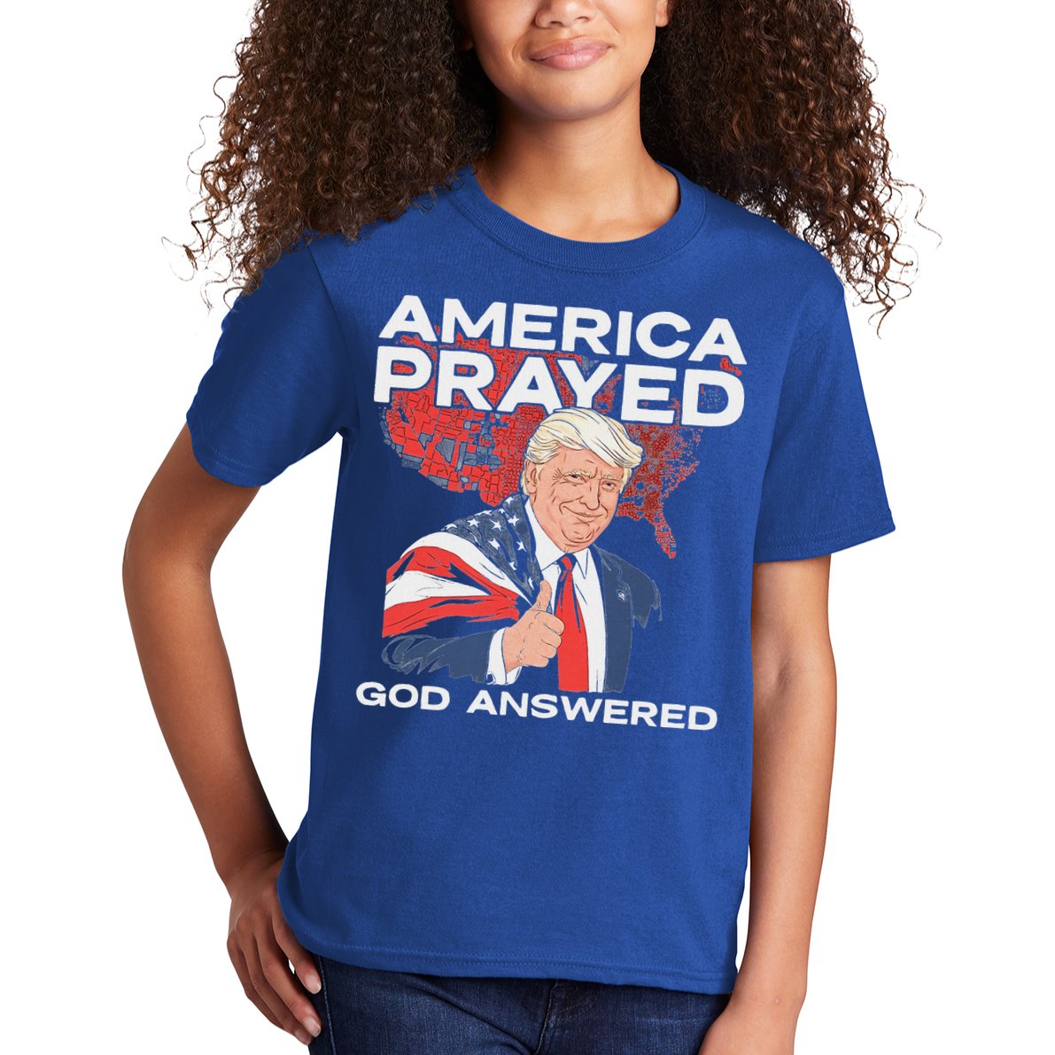 America Prayed God Answered Trump Kids T-Shirt