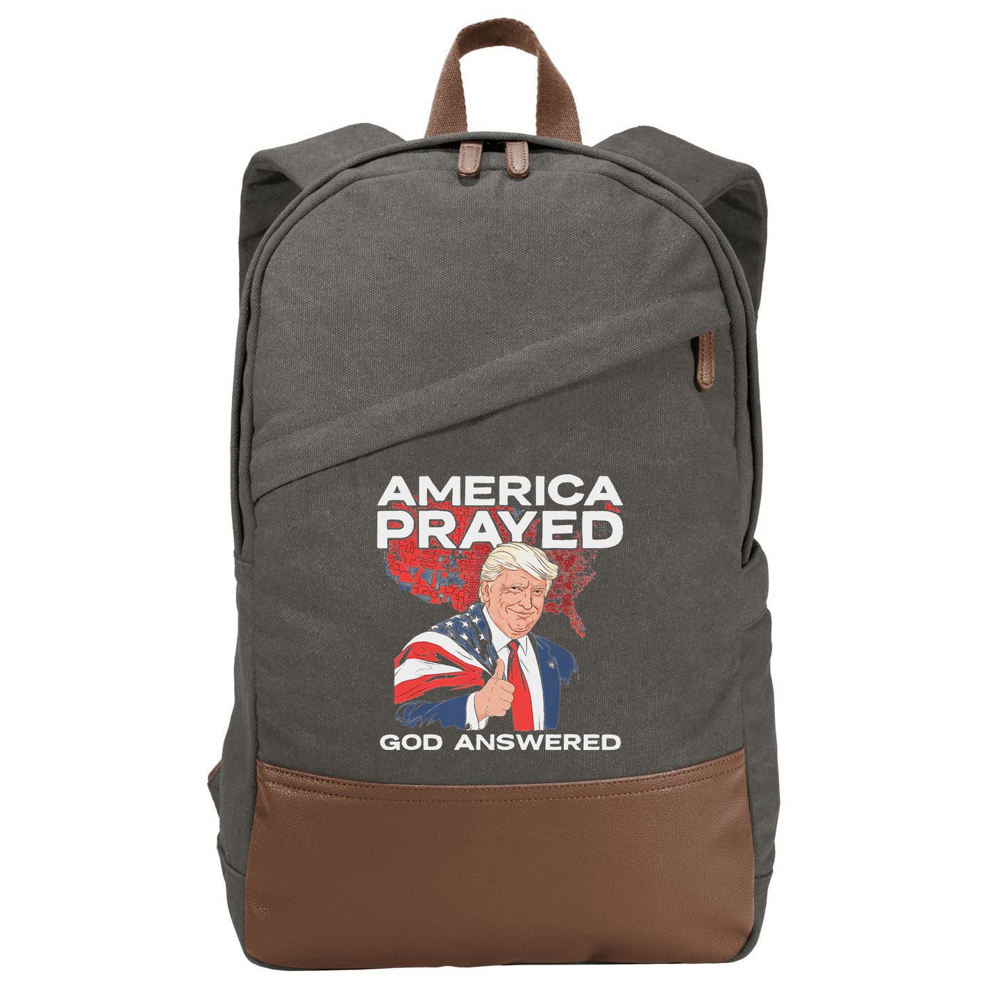 America Prayed God Answered Trump Cotton Canvas Backpack