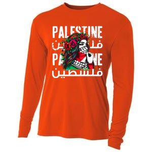 A Palestinian Girl With A Palestinian Bandana Palestine Cooling Performance Long Sleeve Crew