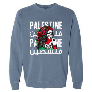 A Palestinian Girl With A Palestinian Bandana Palestine Garment-Dyed Sweatshirt