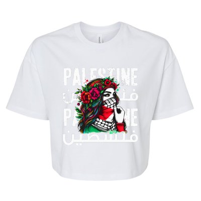 A Palestinian Girl With A Palestinian Bandana Palestine Bella+Canvas Jersey Crop Tee