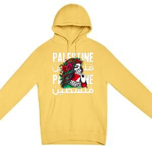 A Palestinian Girl Wearing A Palestinian Bandana Palestine Premium Pullover Hoodie