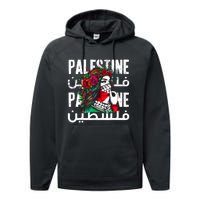 A Palestinian Girl Wearing A Palestinian Bandana Palestine Performance Fleece Hoodie