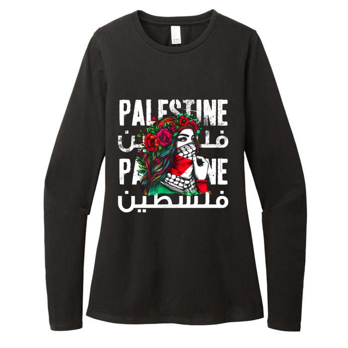 A Palestinian Girl Wearing A Palestinian Bandana Palestine Womens CVC Long Sleeve Shirt