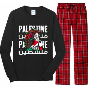 A Palestinian Girl Wearing A Palestinian Bandana Palestine Long Sleeve Pajama Set