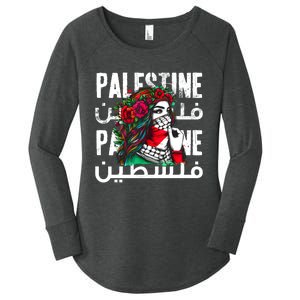 A Palestinian Girl Wearing A Palestinian Bandana Palestine Women's Perfect Tri Tunic Long Sleeve Shirt