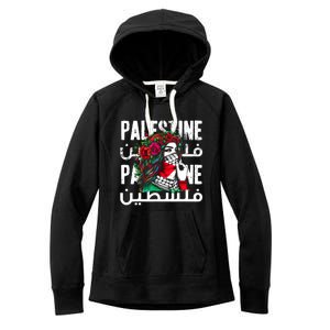 A Palestinian Girl Wearing A Palestinian Bandana Palestine Women's Fleece Hoodie