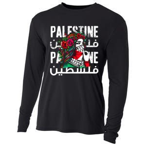 A Palestinian Girl Wearing A Palestinian Bandana Palestine Cooling Performance Long Sleeve Crew